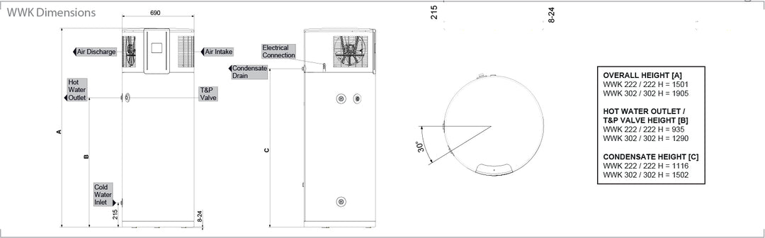 Stiebel Eltron WWK 222 (H) / 302 (H) Hot Water Heat Pump