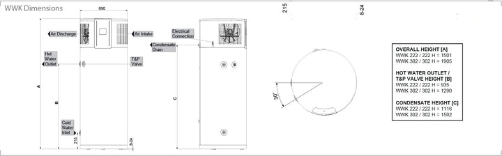 Stiebel Eltron WWK 222 (H) / 302 (H) Hot Water Heat Pump